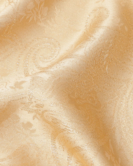 Peach Floral Self-Patterned Silk Satin Fabric, Width 140 Cms, Made in India-D23896