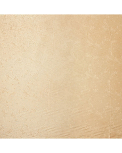 Peach Floral Self-Patterned Silk Satin Fabric, Width 140 Cms, Made in India-D23896