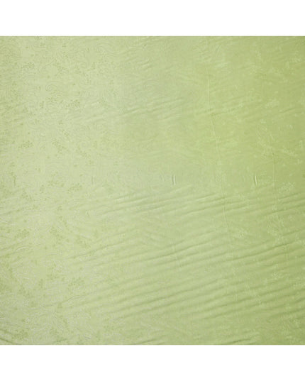 Pistachio Green Floral Self-Patterned Pure Silk Satin Fabric, Width 140 Cms, Made in India-D23897