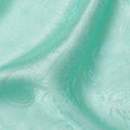 Mint Green Paisley Floral Self-Patterned Pure Silk Satin Fabric, Width 140 Cms, Made in India-D23898