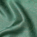 Emerald Green Paisley Floral Self-Textured Pure Silk Satin Fabric, Width 140 Cms, Made in India-D23899