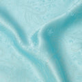 Aqua Blue Paisley Self-Design Pure Silk Satin Fabric, Width 140 Cms, Made in India-D23901