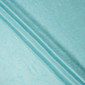 Aqua Blue Paisley Self-Design Pure Silk Satin Fabric, Width 140 Cms, Made in India-D23901