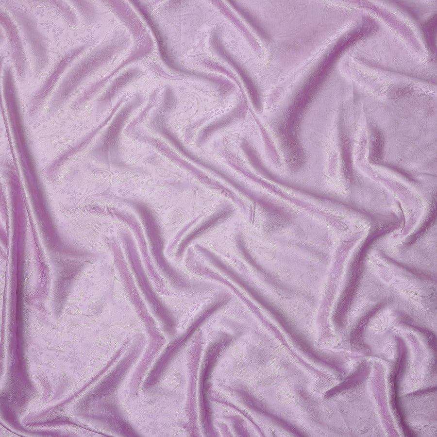 Lavender Paisley Self-Design Pure Silk Satin Fabric, Width 140 Cms, Made in India-D23902