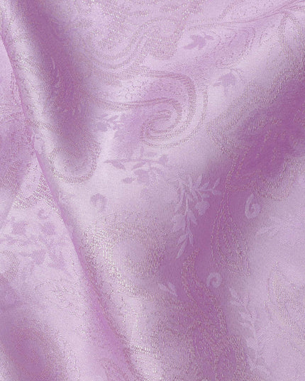 Lavender Paisley Self-Design Pure Silk Satin Fabric, Width 140 Cms, Made in India-D23902