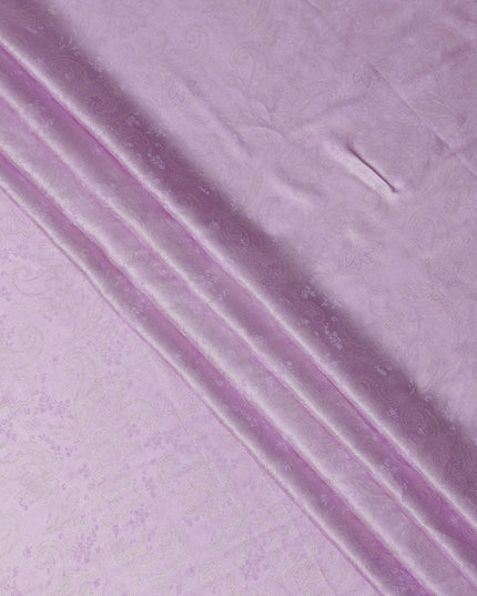Lavender Paisley Self-Design Pure Silk Satin Fabric, Width 140 Cms, Made in India-D23902