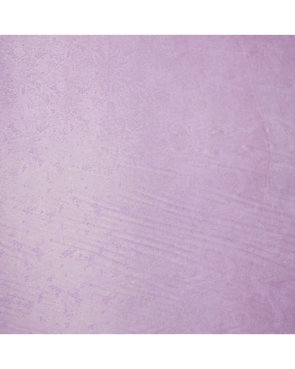 Lavender Paisley Self-Design Pure Silk Satin Fabric, Width 140 Cms, Made in India-D23902