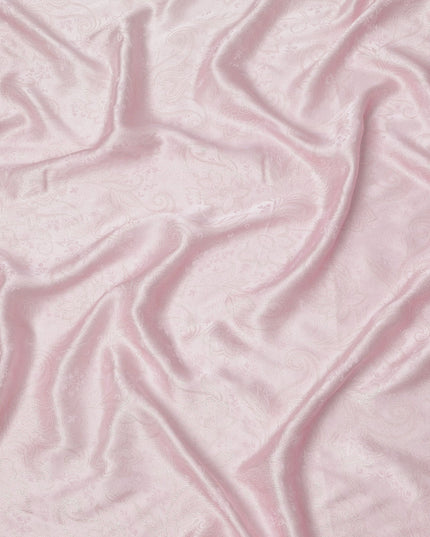 Blush Pink Paisley Self-Design Pure Silk Satin Fabric, Width 140 Cms, Made in India-D23903