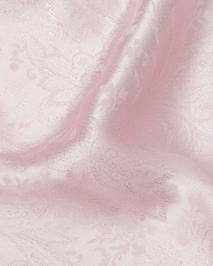 Blush Pink Paisley Self-Design Pure Silk Satin Fabric, Width 140 Cms, Made in India-D23903