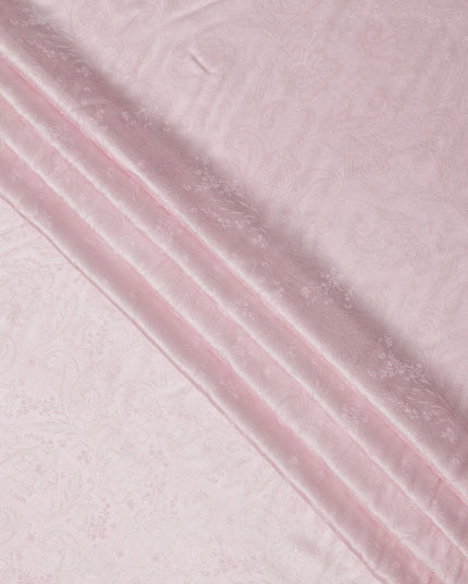 Blush Pink Paisley Self-Design Pure Silk Satin Fabric, Width 140 Cms, Made in India-D23903