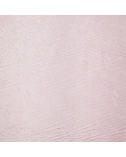 Blush Pink Paisley Self-Design Pure Silk Satin Fabric, Width 140 Cms, Made in India-D23903