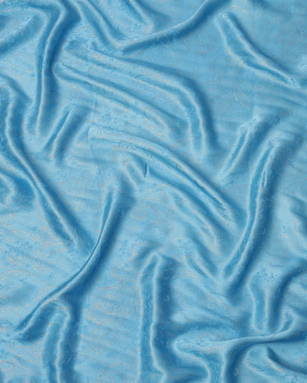 Sky Blue Paisley Self-Design Pure Silk Satin Fabric, Width 140 Cms, Made in India-D23904