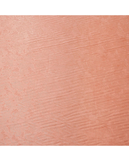 Peach Floral Paisley Self-Design Pure Silk Satin Fabric, Width 140 Cms, Made in India-D23905