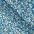 قماش كريب فيسكوز مطبوع عليه زهور وردية زرقاء، عرض 110 سم، صنع في الهند - D23908
