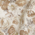 Ivory Beige Vintage Rose Printed Viscose Crepe Fabric, Width 110 Cms, Made in India-D23909