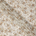 Ivory Beige Vintage Rose Printed Viscose Crepe Fabric, Width 110 Cms, Made in India-D23909