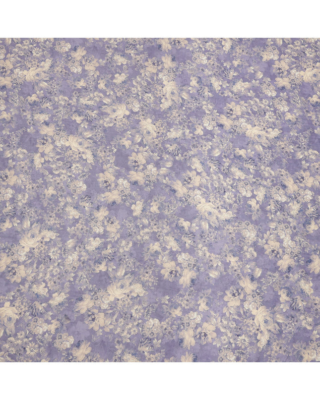 قماش كريب فيسكوز مطبوع عليه زهور بلون أرجواني باهت، عرض 110 سم، صنع في الهند - D23911