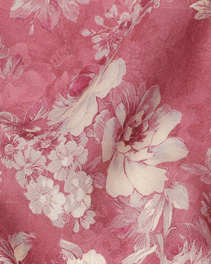 Dusty Rose Beige Monotone Floral Printed Viscose Crepe Fabric, Width 110 Cms, Made in India-D23912 - Regal Fabrics