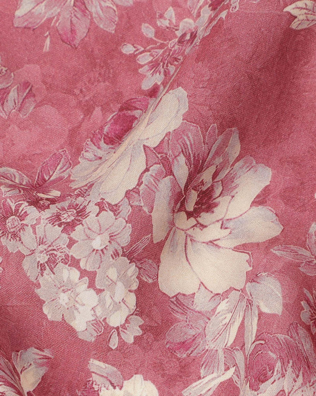 Dusty Rose Beige Monotone Floral Printed Viscose Crepe Fabric, Width 110 Cms, Made in India-D23912 - Regal Fabrics