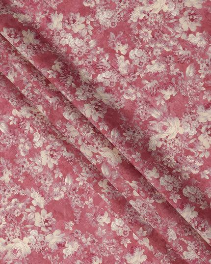 Dusty Rose Beige Monotone Floral Printed Viscose Crepe Fabric, Width 110 Cms, Made in India-D23912 - Regal Fabrics