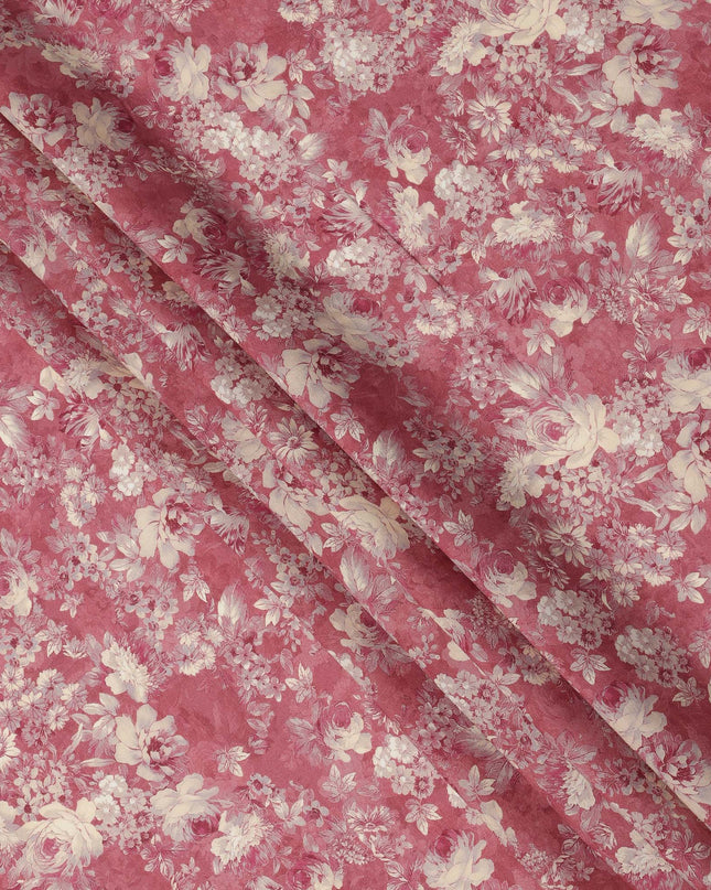 Dusty Rose Beige Monotone Floral Printed Viscose Crepe Fabric, Width 110 Cms, Made in India-D23912 - Regal Fabrics