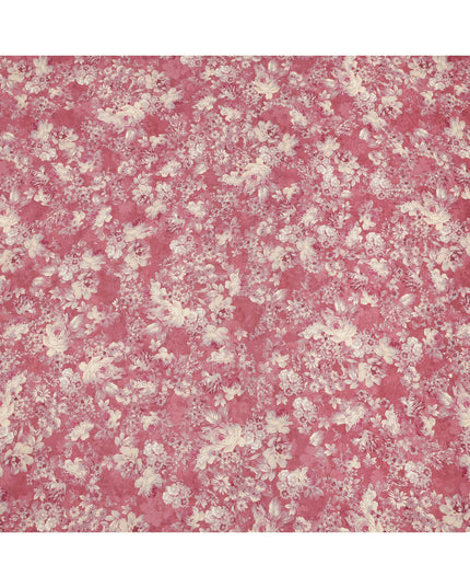 Dusty Rose Beige Monotone Floral Printed Viscose Crepe Fabric, Width 110 Cms, Made in India-D23912 - Regal Fabrics