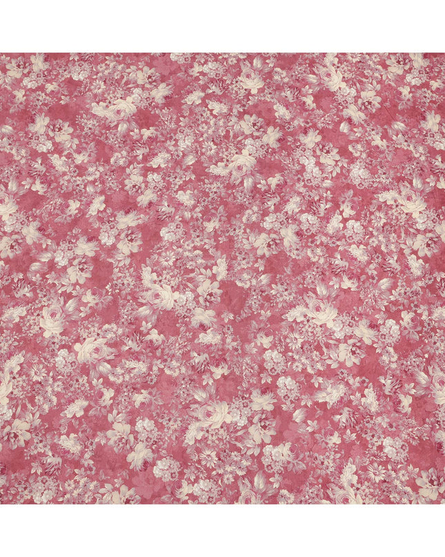 Dusty Rose Beige Monotone Floral Printed Viscose Crepe Fabric, Width 110 Cms, Made in India-D23912 - Regal Fabrics