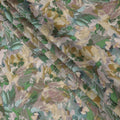 Olive Green Multicolor Brushstroke Floral Printed Viscose Crepe Fabric, Width 110 Cms, Made in India-D23913 - Regal Fabrics