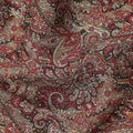 Maroon Black Multicolor Ethnic Paisley Animal Printed Viscose Crepe Fabric, Width 110 Cms, Made in India-D23914