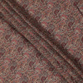Maroon Black Multicolor Ethnic Paisley Animal Printed Viscose Crepe Fabric, Width 110 Cms, Made in India-D23914