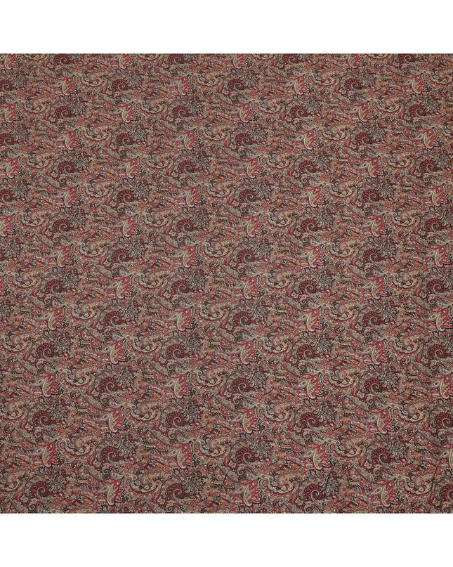 قماش كريب فيسكوز مطبوع عليه نقشة حيوانية، متعدد الألوان، أسود كستنائي، عرض 110 سم، صنع في الهند - D23914