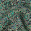 قماش كريب فيسكوز بنقشة حيوانية، أخضر زجاجي أسود متعدد الألوان، عرض 110 سم، صنع في الهند - D23915