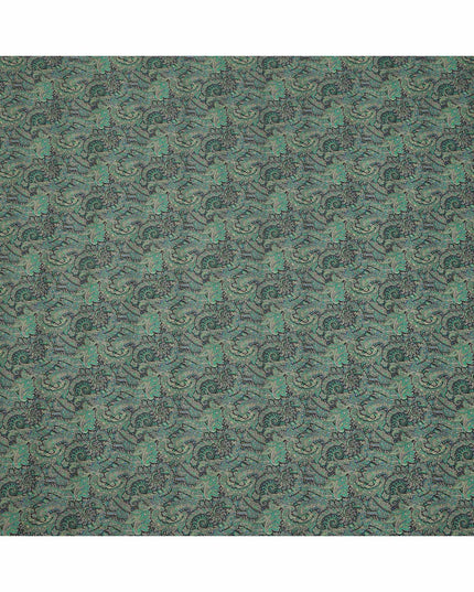 قماش كريب فيسكوز بنقشة حيوانية، أخضر زجاجي أسود متعدد الألوان، عرض 110 سم، صنع في الهند - D23915