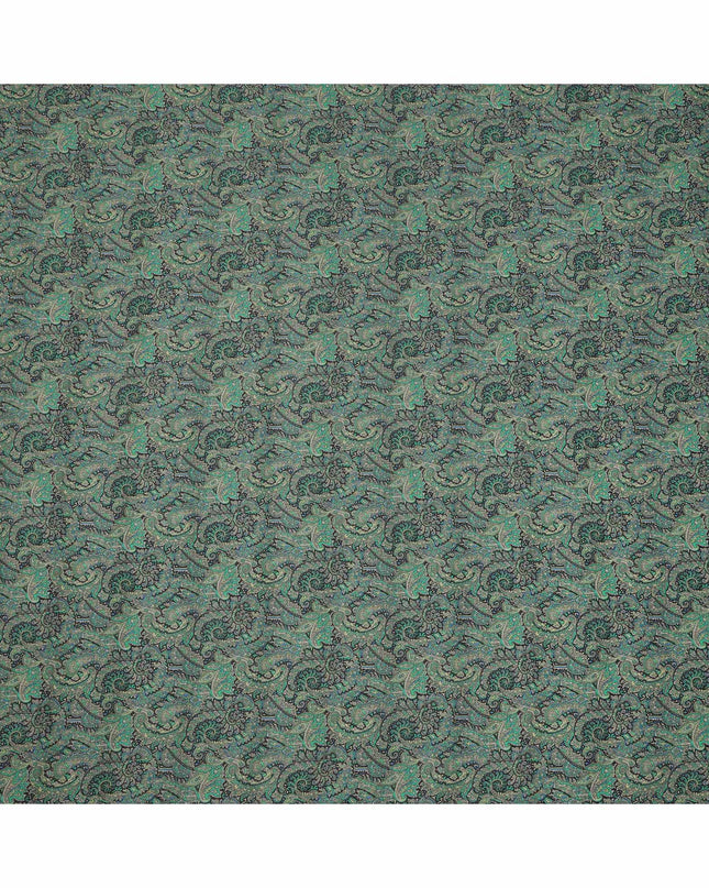قماش كريب فيسكوز بنقشة حيوانية، أخضر زجاجي أسود متعدد الألوان، عرض 110 سم، صنع في الهند - D23915