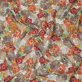 Ivory Base Multicolor Abstract Floral Printed Viscose Crepe Fabric, Width 110 Cms, Made in India-D23918