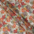 Ivory Base Multicolor Abstract Floral Printed Viscose Crepe Fabric, Width 110 Cms, Made in India-D23918