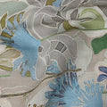 Beige Base Blue and Grey Abstract Floral Printed Viscose Crepe Fabric, Width 110 Cms, Made in India-D23920