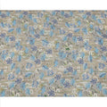 Beige Base Blue and Grey Abstract Floral Printed Viscose Crepe Fabric, Width 110 Cms, Made in India-D23920