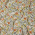 Beige Base Yellow and Orange Abstract Floral Printed Viscose Crepe Fabric, Width 110 Cms, Made in India-D23921