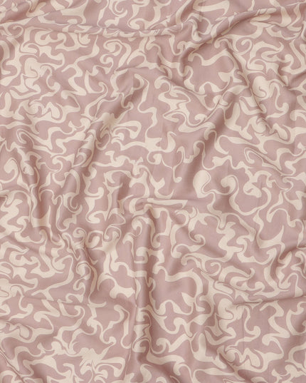 Dusty Pink and Ivory Abstract Swirl Printed Cotton Lawn Fabric, Width 110 Cms, Made in India-D23923