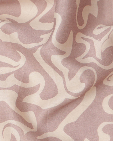 Dusty Pink and Ivory Abstract Swirl Printed Cotton Lawn Fabric, Width 110 Cms, Made in India-D23923