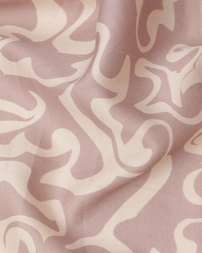 Dusty Pink and Ivory Abstract Swirl Printed Cotton Lawn Fabric, Width 110 Cms, Made in India-D23923