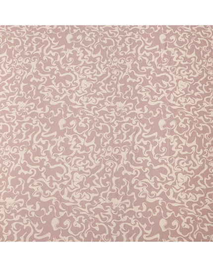Dusty Pink and Ivory Abstract Swirl Printed Cotton Lawn Fabric, Width 110 Cms, Made in India-D23923