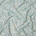 Aqua Blue and Ivory Abstract Swirl Printed Cotton Lawn Fabric, Width 110 Cms, Made in India-D23924 - Regal Fabrics