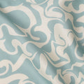 Aqua Blue and Ivory Abstract Swirl Printed Cotton Lawn Fabric, Width 110 Cms, Made in India-D23924 - Regal Fabrics