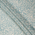 Aqua Blue and Ivory Abstract Swirl Printed Cotton Lawn Fabric, Width 110 Cms, Made in India-D23924 - Regal Fabrics