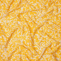 Sunshine Yellow and Ivory Abstract Swirl Printed Cotton Lawn Fabric, Width 110 Cms, Made in India-D23925