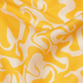 Sunshine Yellow and Ivory Abstract Swirl Printed Cotton Lawn Fabric, Width 110 Cms, Made in India-D23925