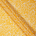 Sunshine Yellow and Ivory Abstract Swirl Printed Cotton Lawn Fabric, Width 110 Cms, Made in India-D23925