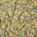 Sage Green and Mustard Yellow Floral Printed Cotton Lawn Fabric, Width 110 Cms, Made in India-D23927 - Regal Fabrics